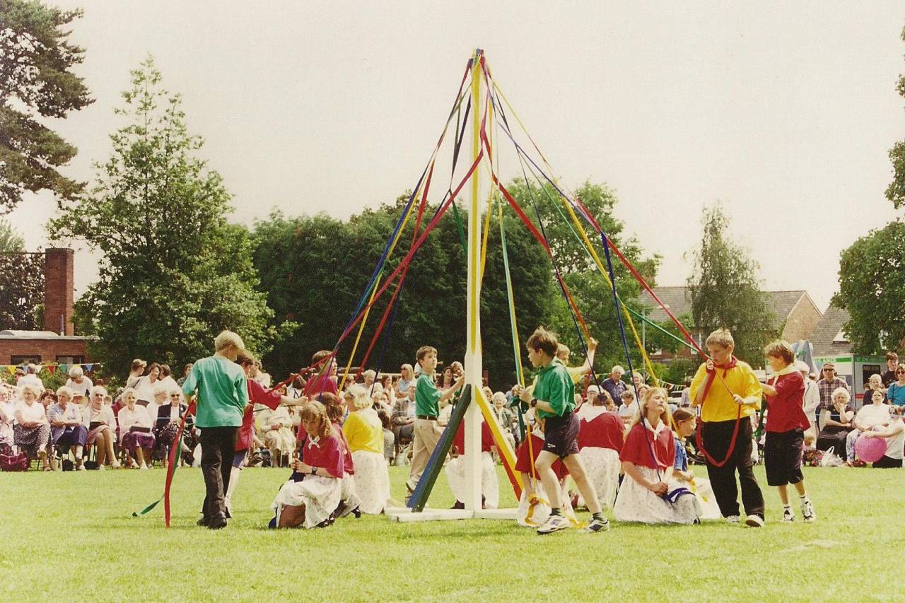 Maypole at Christleton Fete in the 1980's