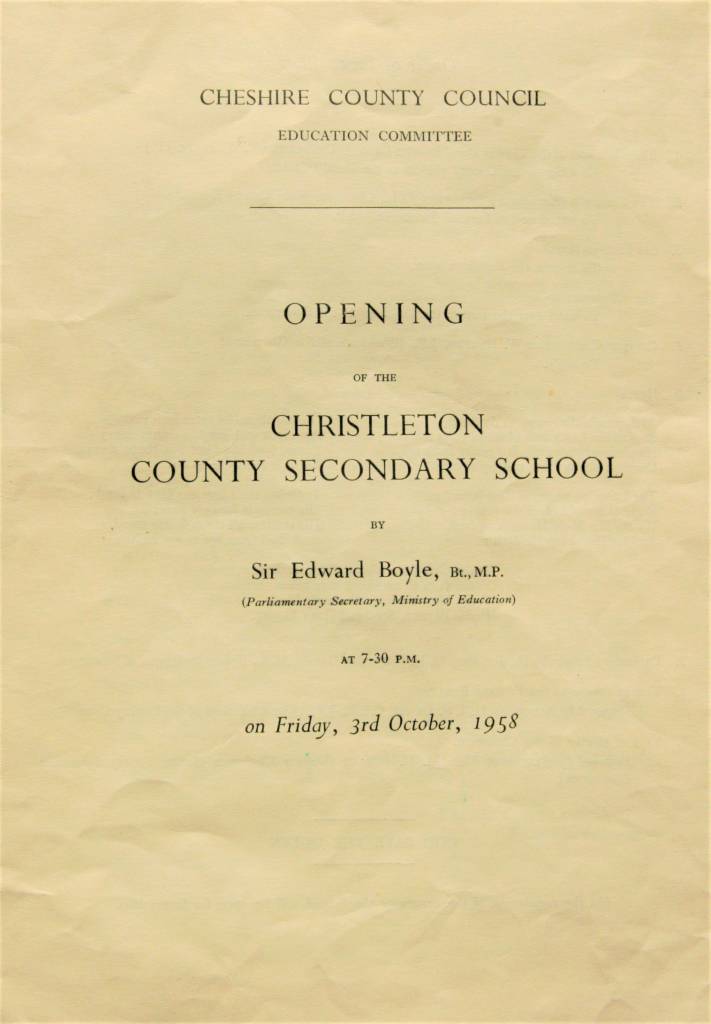  1958 Opening of Christleton Secondry School 