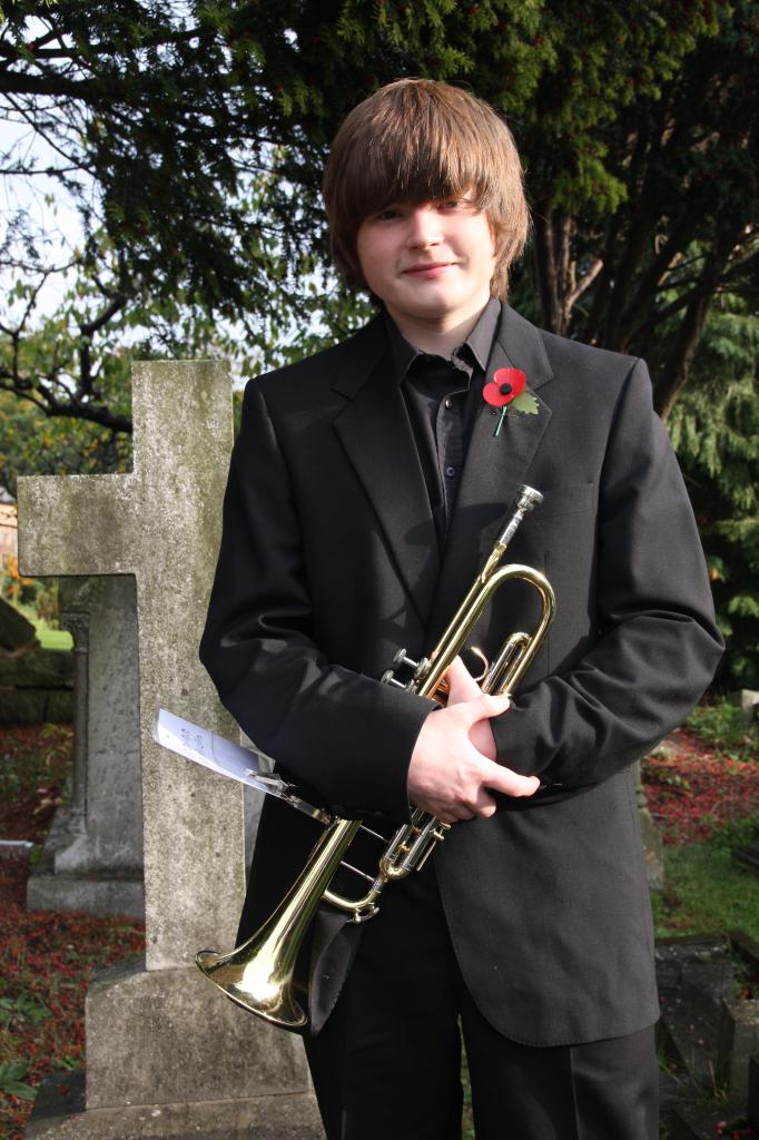 Joe playing The Last Post, Remembrance Sunday, Christleton