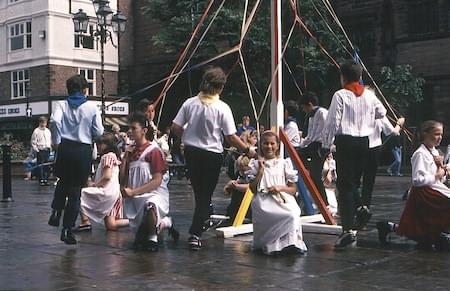 Maypole Team outside Chester Town Hall
