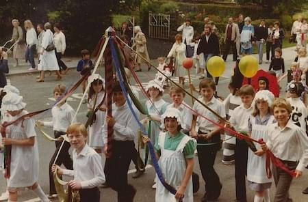 Maypole Dancing on their way to Christleton Village Fete