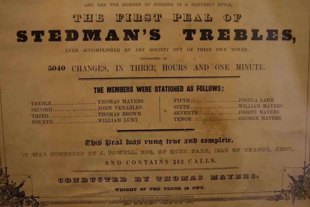 Bell Ringers Chart for Christleton