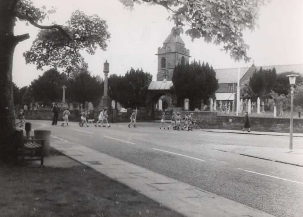 Christleton Boys walking to the Playing field for football 1972