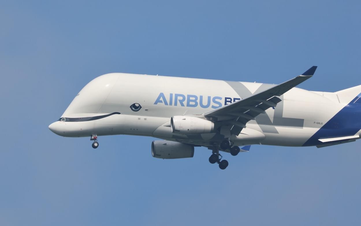 Air Bus Beluga flying over the area  Air Bus Beluga flying over the area