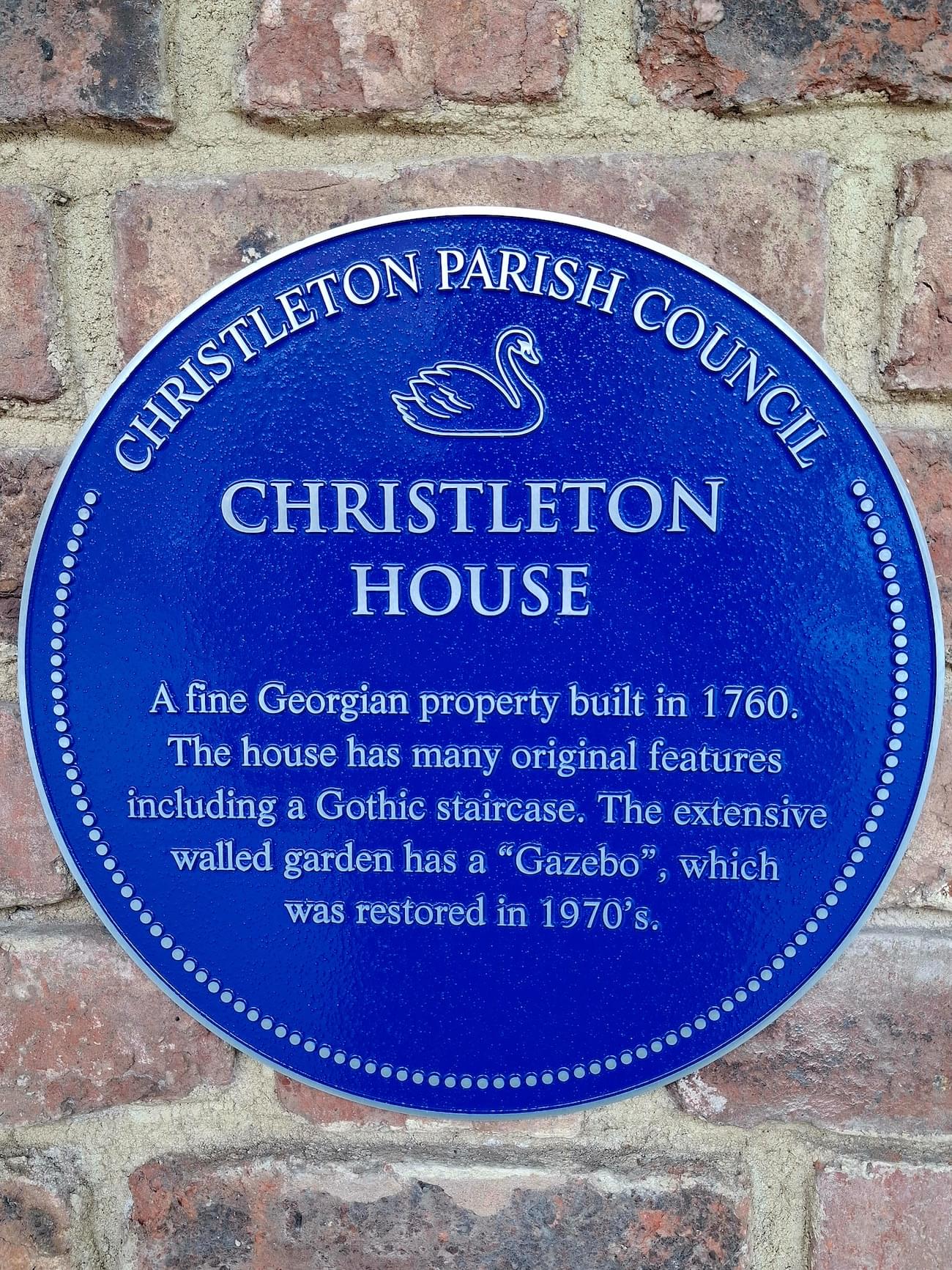 Blue Plaque Christleton House in Pepper Street, Christleton