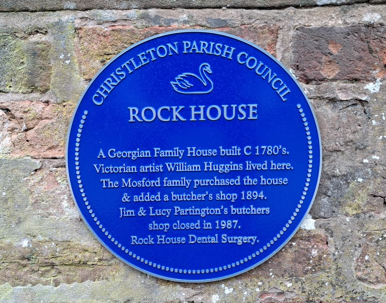 Blue plaque for Rock House, Dental Surgery in Christleton