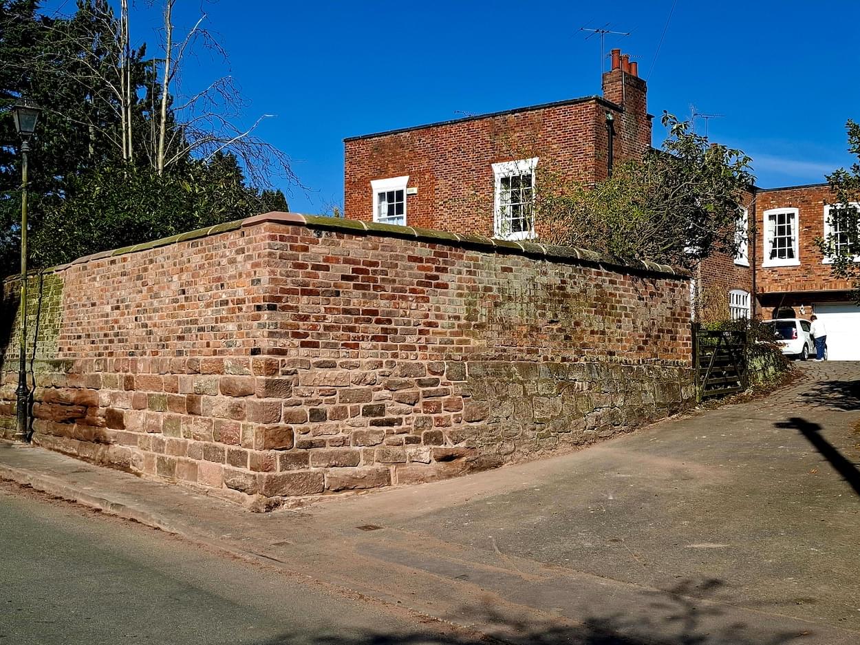 Rebuilt Wall at Stoneydale, Pepper Street, Christleton  Rebuilt Wall at Stoneydale, Pepper Street, Christleton
