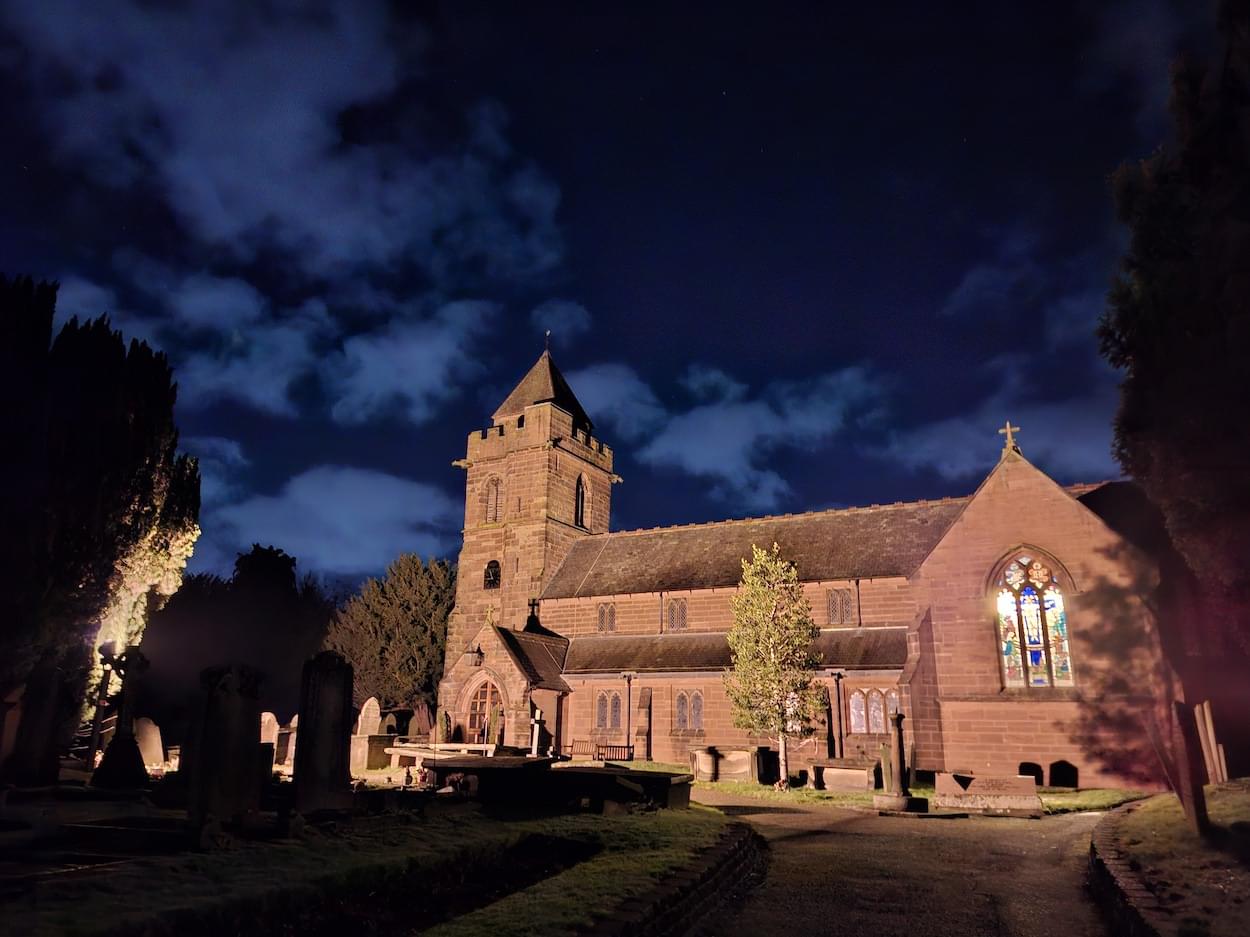 St. James' lit up in January 2026