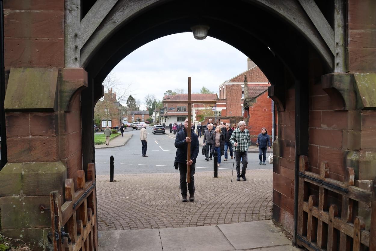 Walk of Witness arrvig at St. James' Church Christleton