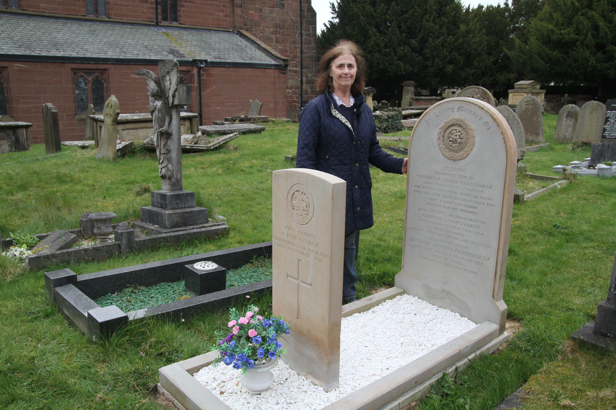 Janet Brown by her family grave  Janet Brown by her family grave