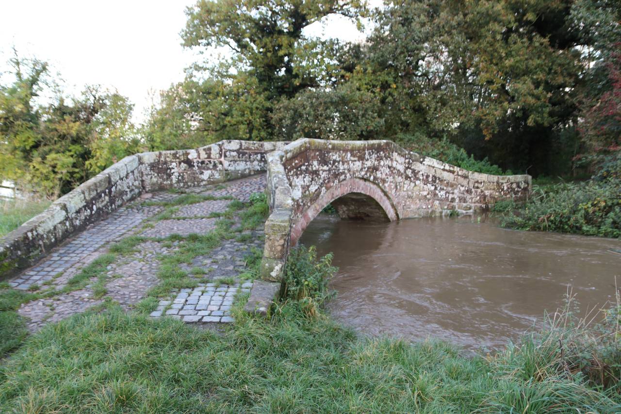 Bridge over the flooded Gowy  Bridge over the flooded Gowy